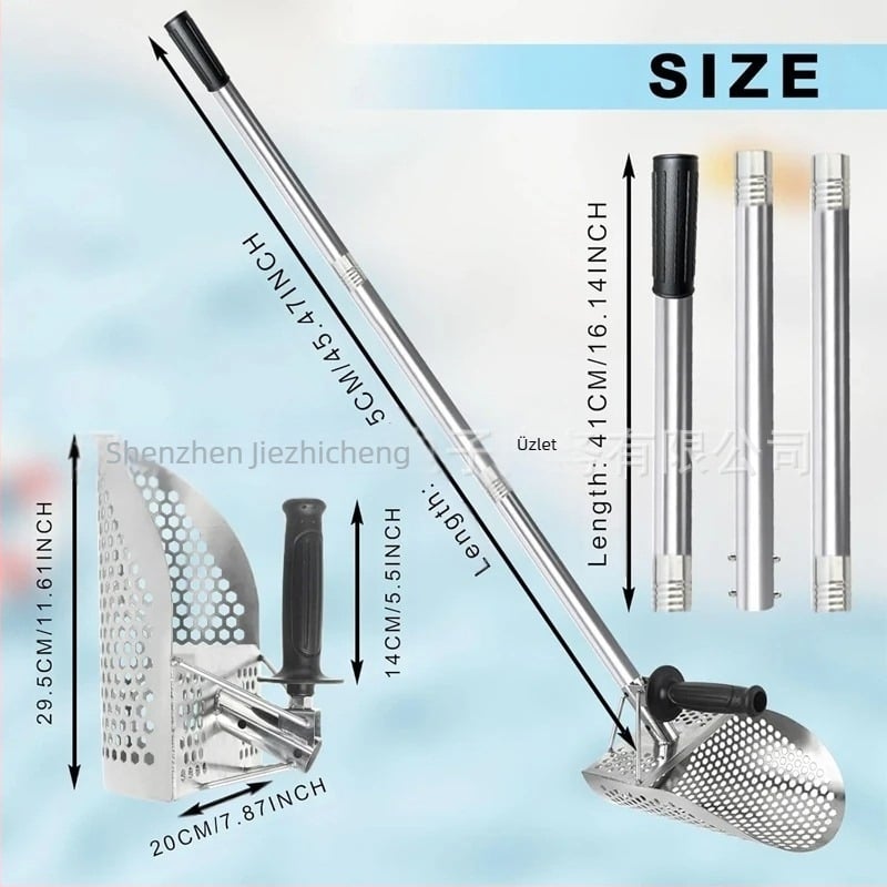 Strand homokkanál fémdetektor homokkanál kincskeresés 304 rozsdamentes acél fogantyúval aranykutató kereső kanál