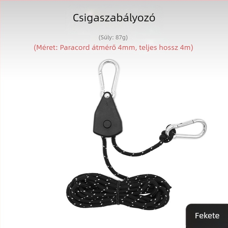 Kültéri csigaszabályozó sátortartó fém emelőcsiga fényvisszaverő szélkötél vastag lombkorona esernyőkötél 4mm