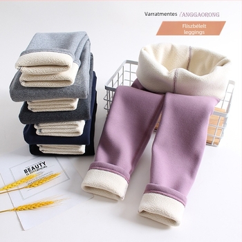Lányka leggings polár béléssel, vastagított nadrág őszi és téli gyermek szűk nadrágok téli csont nélküli egyszínű nadrágok külső viseletre