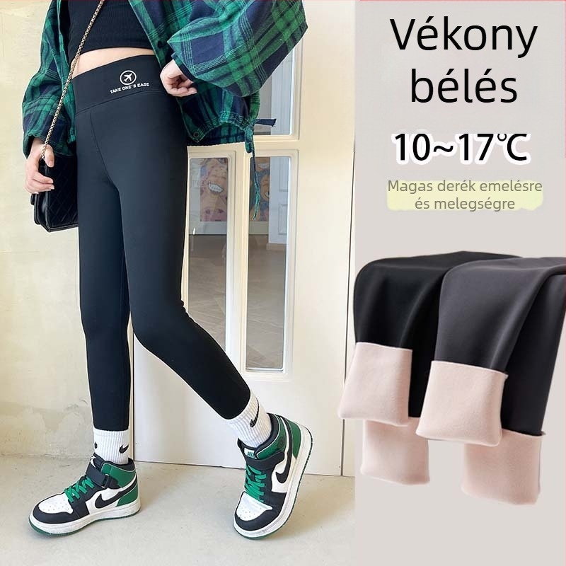 Őszi és téli vékony bársony gyermek cápanadrág lányka leggings felsőruházat magas derekú, rugalmas, karcsúsított, meleg, egyrészes bársony Barbie nadrág