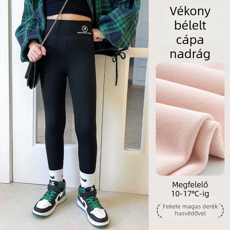 Őszi és téli vékony bársony gyermek cápanadrág lányka leggings felsőruházat magas derekú, rugalmas, karcsúsított, meleg, egyrészes bársony Barbie nadrág