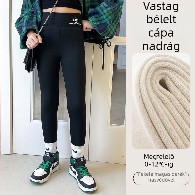 Őszi és téli vékony bársony gyermek cápanadrág lányka leggings felsőruházat magas derekú, rugalmas, karcsúsított, meleg, egyrészes bársony Barbie nadrág