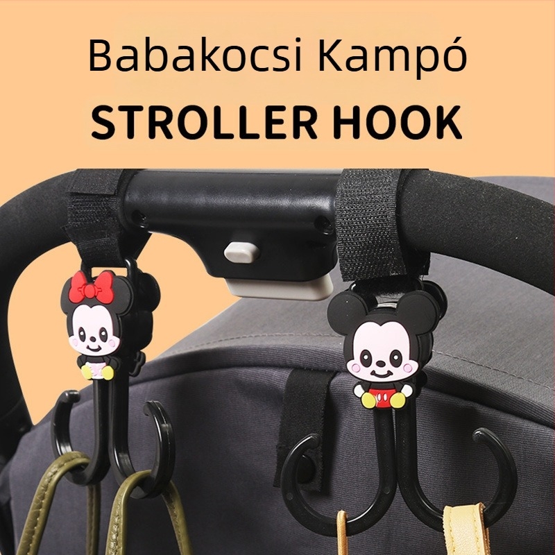 Rajzfilm elektromos autó akasztó, babakocsi akasztó, babakocsi táska tároló akasztó, babakocsi akasztó kiegészítők