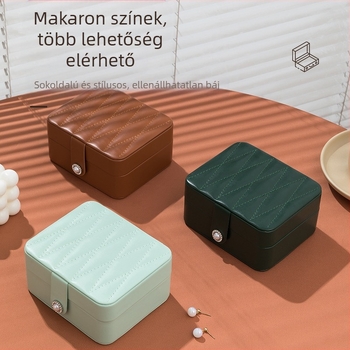 PU bőr tükör ékszerdoboz hordozható ékszer csomagoló doboz kis gyűrű fülbevaló ékszer tároló doboz koreai stílusban