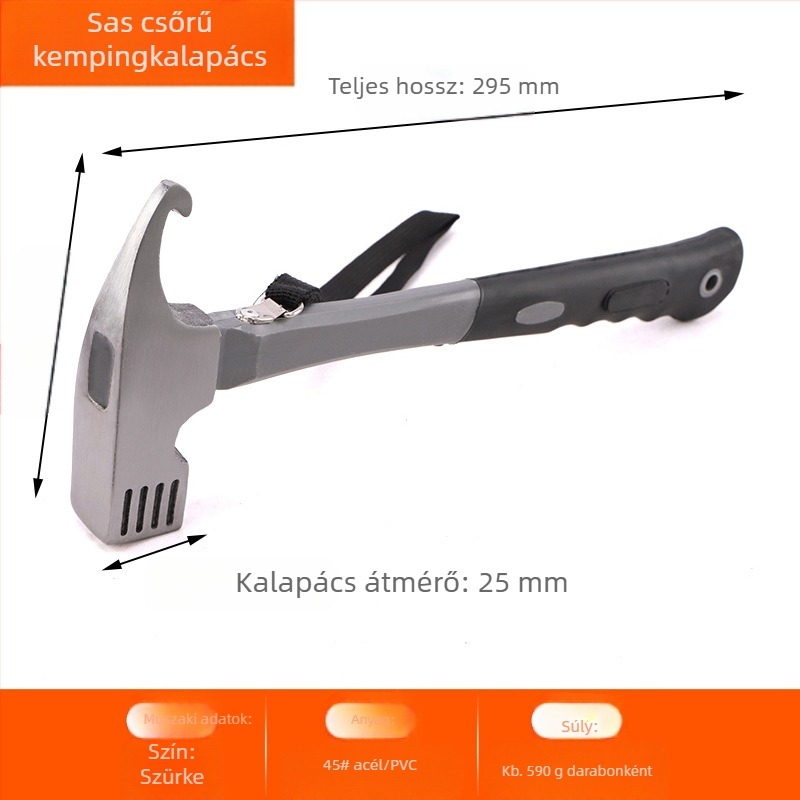 Kültéri kempingező ütőfegyver kalapács multifunkcionális karmos kalapács sátortető ponyva kalapács kempingfelszerelés gumi