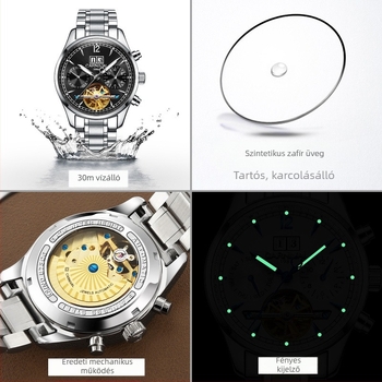 Carnival férfi automata mechanikus karóra, vízálló, divatos, üzleti, többfunkciós óra, 8730-as generáció