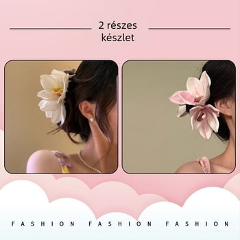 Hajkiegészítő csat fej hátsó részére, kora tavaszi frizura, ultrarealisztikus tündérszerű textúrájú csat, cápakarom csat, orchideavirág csat kontyba való feltevésekhez