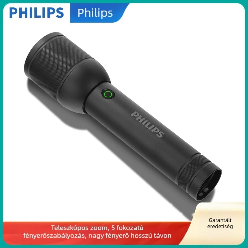 Philips taktikai lézeres zseblámpa, erős fényű, töltésre alkalmas, szuperfényes, hordozható, kültéri, nagy hatótávolságú, háztartási, multifunkcionális zoomos zseblámpa