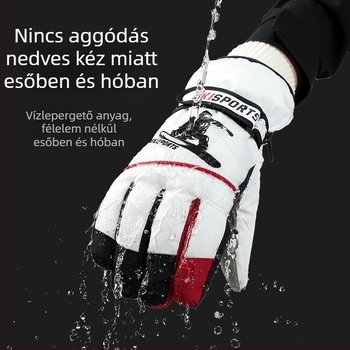 Téli síkesztyűk Férfi szélálló, vízálló, csúszásmentes, érintőképernyős, gyapjúbéléssel, meleg, téli hegymászó és lovagló kesztyű