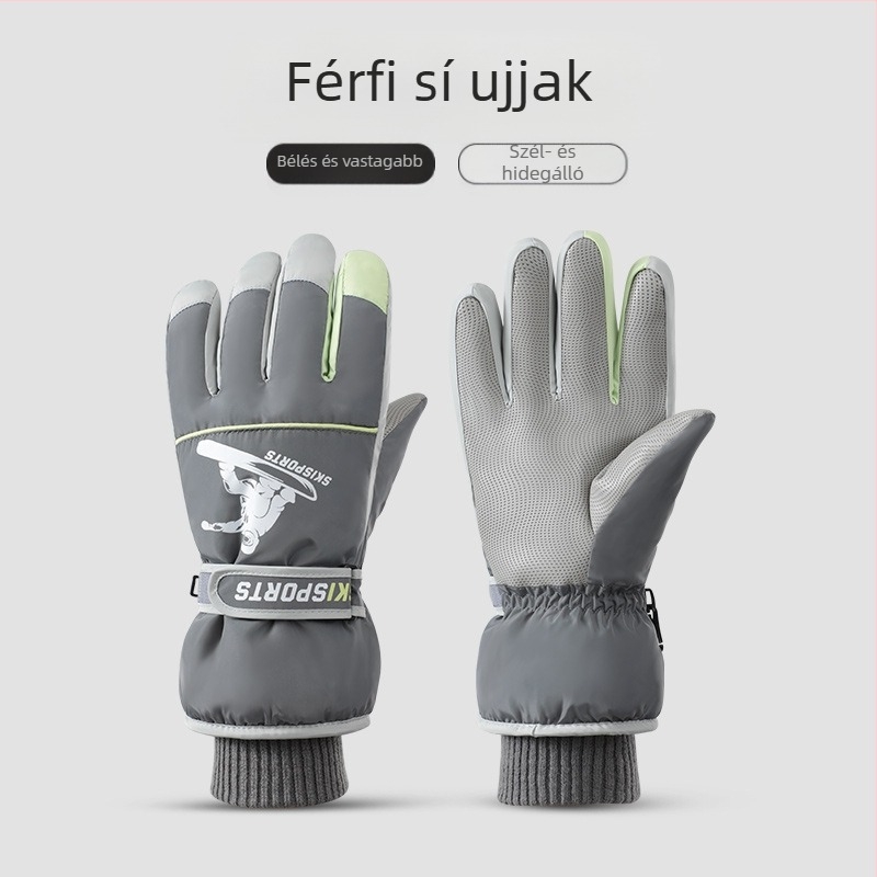 Téli síkesztyűk Férfi szélálló, vízálló, csúszásmentes, érintőképernyős, gyapjúbéléssel, meleg, téli hegymászó és lovagló kesztyű