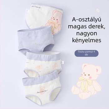 Gyerek alsónemű lányoknak háromszög alakú, magas derekú, pamut, A osztályú, 6-12 éves lányoknak, rövidnadrág, klipsz nélkül, nagykereskedelemben