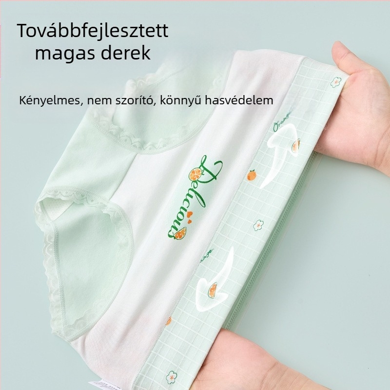 Gyerek alsónemű lányoknak háromszög alakú, magas derekú, pamut, A osztályú, 6-12 éves lányoknak, rövidnadrág, klipsz nélkül, nagykereskedelemben