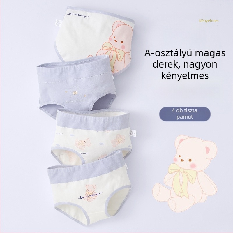 Gyerek alsónemű lányoknak háromszög alakú, magas derekú, pamut, A osztályú, 6-12 éves lányoknak, rövidnadrág, klipsz nélkül, nagykereskedelemben