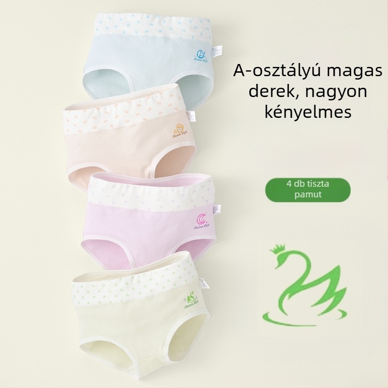 Gyerek alsónemű lányoknak háromszög alakú, magas derekú, pamut, A osztályú, 6-12 éves lányoknak, rövidnadrág, klipsz nélkül, nagykereskedelemben