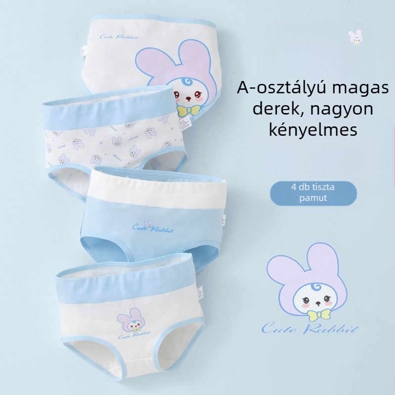 Gyerek alsónemű lányoknak háromszög alakú, magas derekú, pamut, A osztályú, 6-12 éves lányoknak, rövidnadrág, klipsz nélkül, nagykereskedelemben