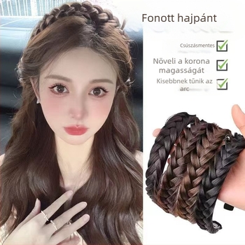 Paróka fejpánt elegáns, bolyhos, egyrészes, láthatatlan, természetfeletti, csúszásgátló, csavart, halszálkás fonatból készült, szélesített fejpánt