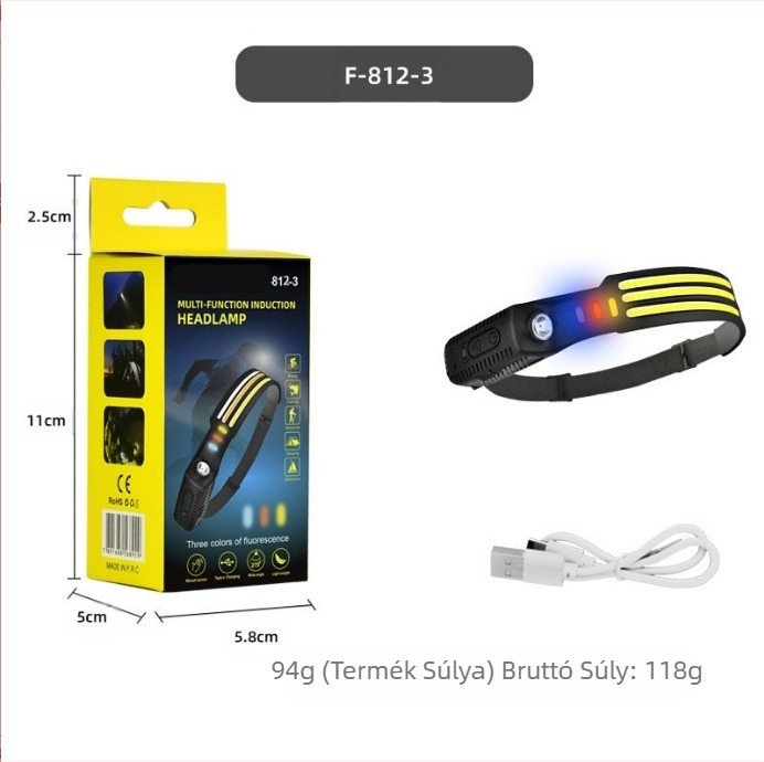 Új, határokon átnyúló, hullámzó indukciós COB fényszórók kültéri kerékpáros lámpákhoz, USB töltős éjszakai futólámpák, erős fényű szilikon fényszórók