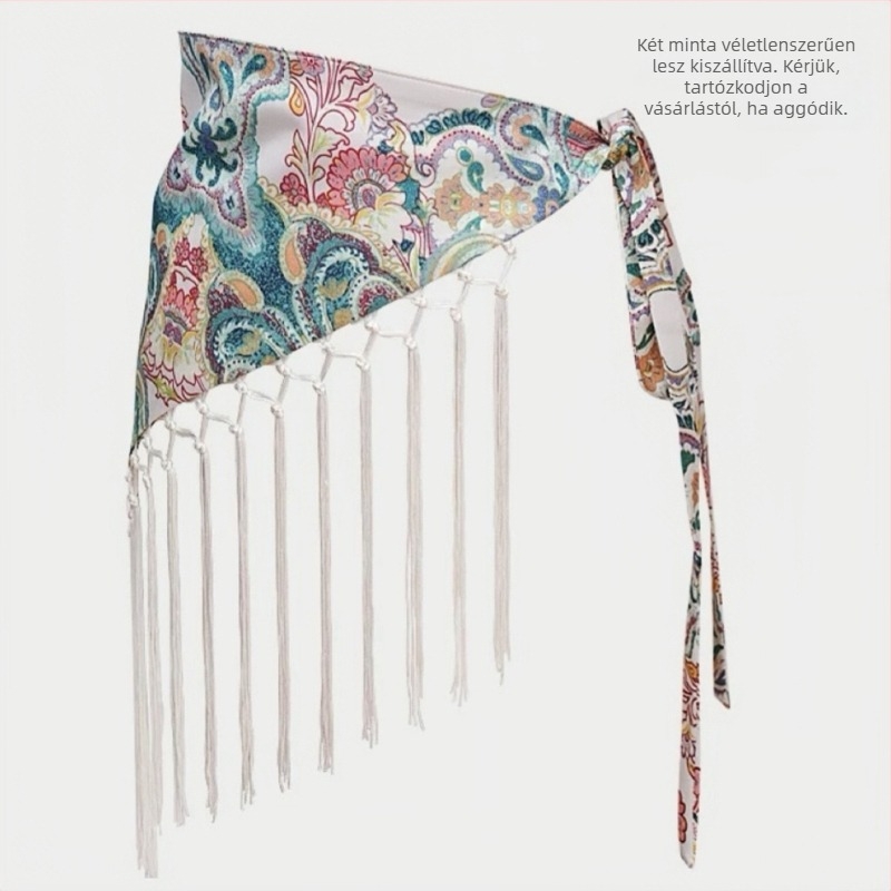 Csúcsminőségű, bojtos, széles derékpántos, hip-hop táncos divatos, dekoratív ruha, bohém, etnikai, háromszög alakú csípősál