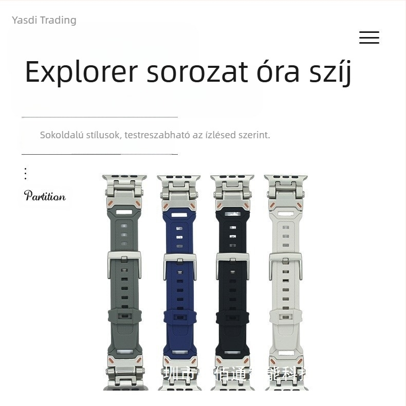 Apple Watch szíjhoz alkalmas: iWatch Ultra Titanium Buckle Silicone Explorer Apple S10 óraszíj