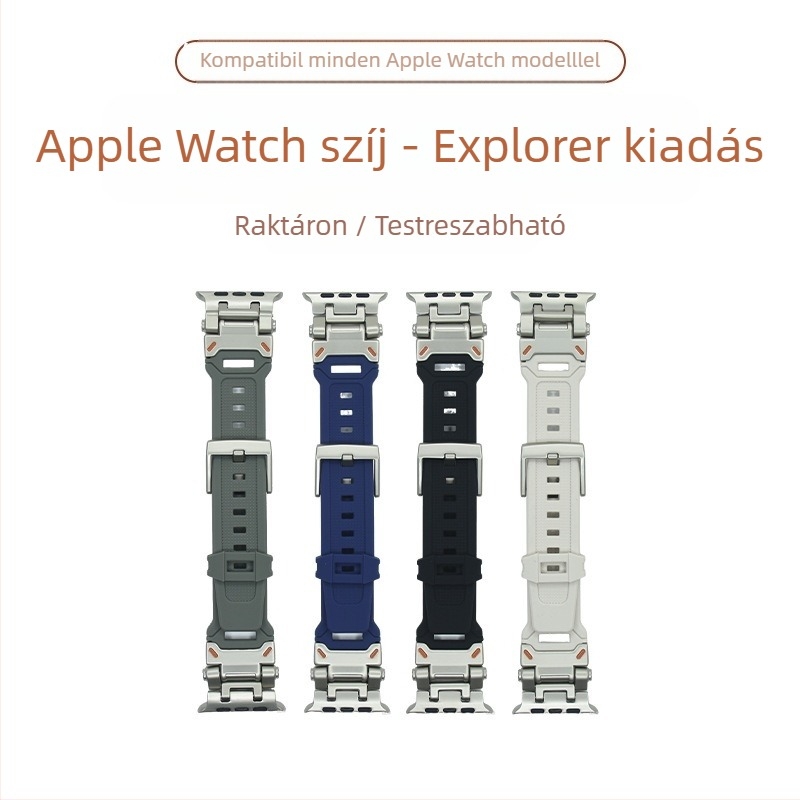 Apple Watch szíjhoz alkalmas: iWatch Ultra Titanium Buckle Silicone Explorer Apple S10 óraszíj