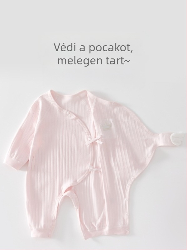 Újszülött baba pillangó all-in-one csont nélküli ruhák tavaszi és őszi tiszta pamut újszülött szerzetesi ruhák mászóruhák tépőzáras babaruhák
