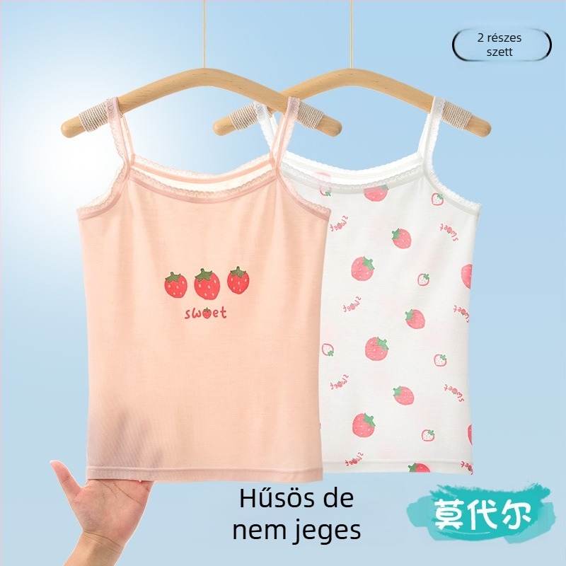 Lányka mellény, nyári, vékony, gyermek alsónemű, fejlesztő, modális, ujjatlan felső, baba, nagygyermek, külső ruházat