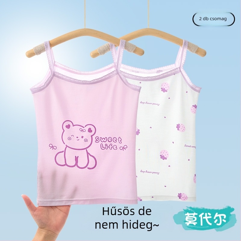 Lányka mellény, nyári, vékony, gyermek alsónemű, fejlesztő, modális, ujjatlan felső, baba, nagygyermek, külső ruházat