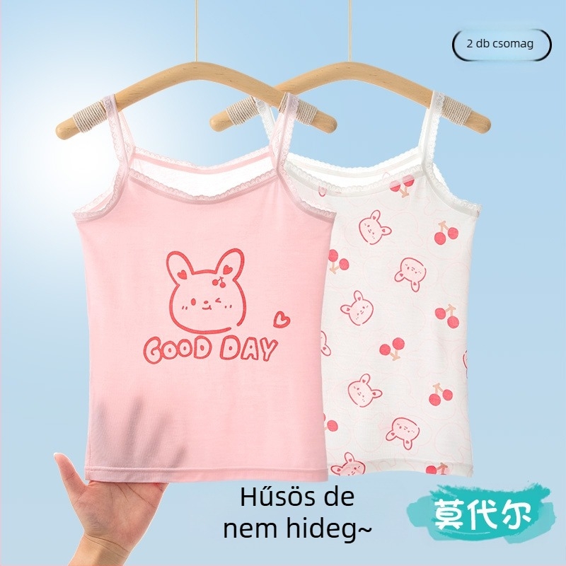 Lányka mellény, nyári, vékony, gyermek alsónemű, fejlesztő, modális, ujjatlan felső, baba, nagygyermek, külső ruházat