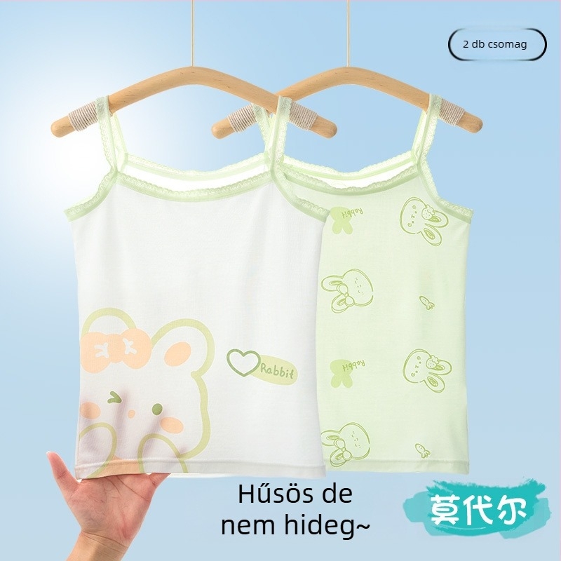 Lányka mellény, nyári, vékony, gyermek alsónemű, fejlesztő, modális, ujjatlan felső, baba, nagygyermek, külső ruházat