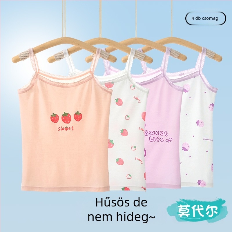Lányka mellény, nyári, vékony, gyermek alsónemű, fejlesztő, modális, ujjatlan felső, baba, nagygyermek, külső ruházat