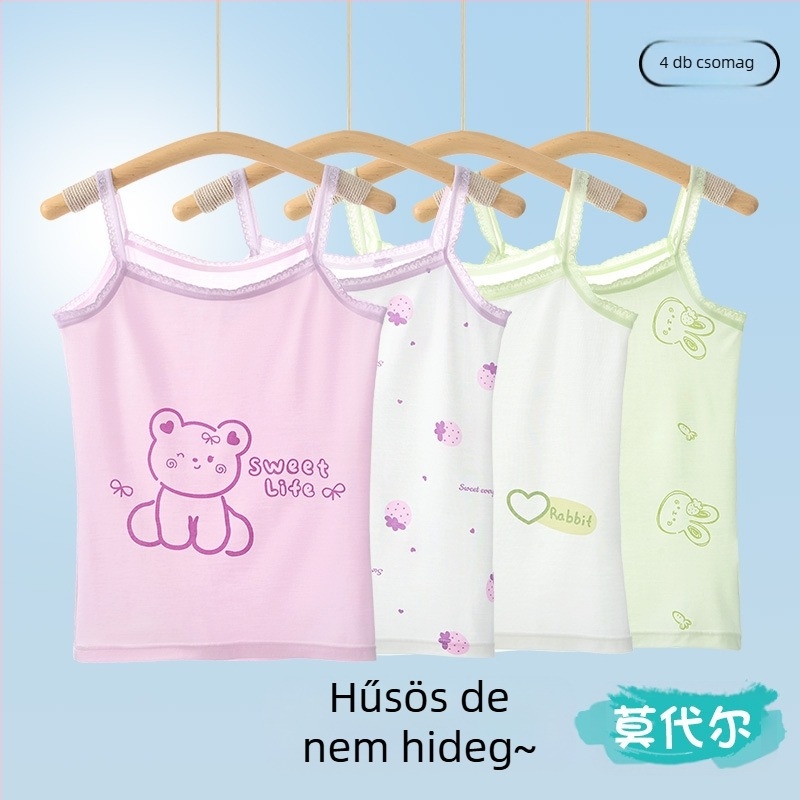 Lányka mellény, nyári, vékony, gyermek alsónemű, fejlesztő, modális, ujjatlan felső, baba, nagygyermek, külső ruházat