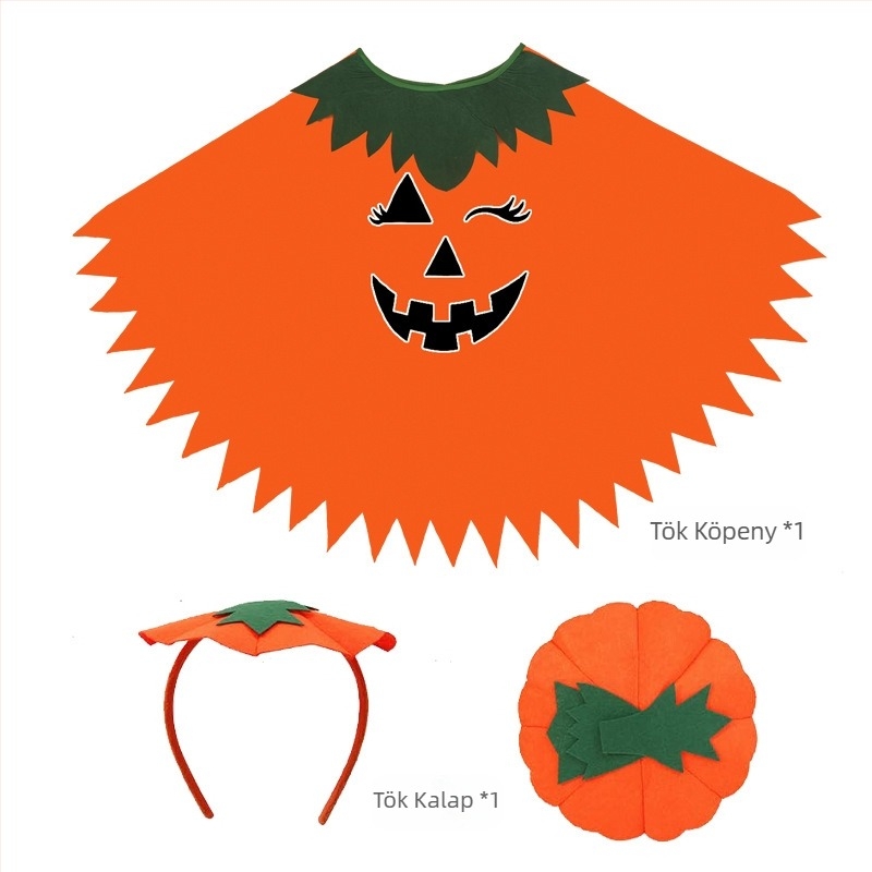 Halloween jelmez Világító felnőtt gyerekek tök köpeny kendő tök kalap öltöny köpeny iskolai party öltöztetős
