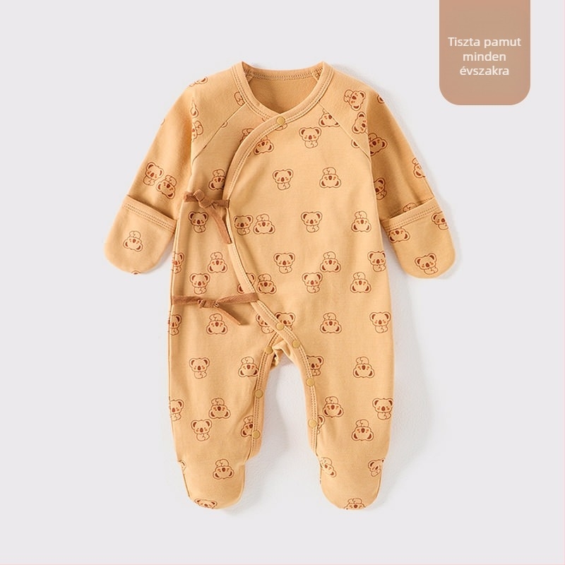 Külkereskedelmi babaruhák pamut A osztályú baba sziámi pizsama zoknival újszülöttek karcálló arcruha táska kéz