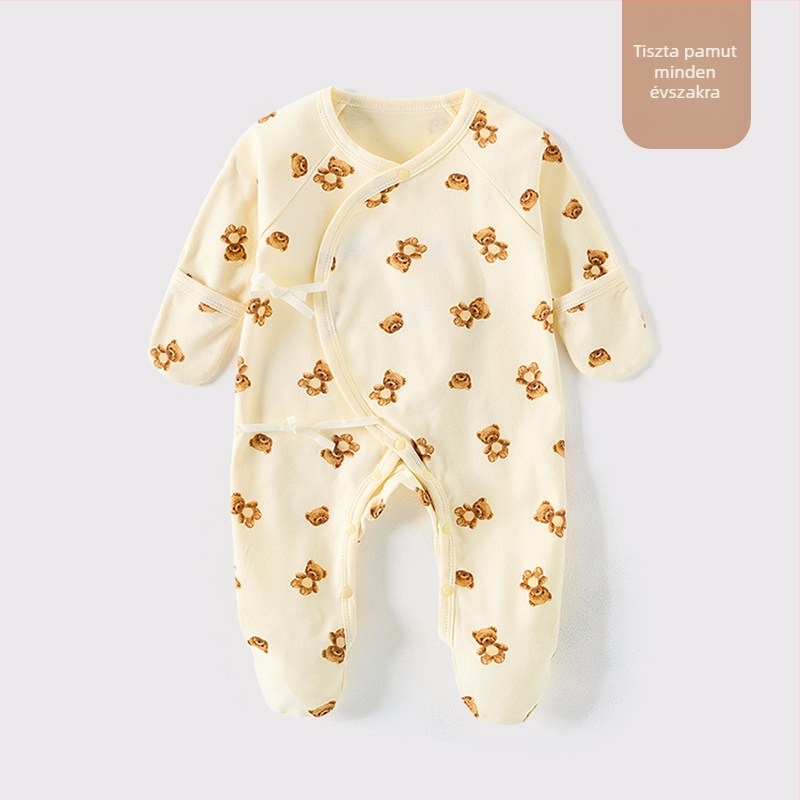 Külkereskedelmi babaruhák pamut A osztályú baba sziámi pizsama zoknival újszülöttek karcálló arcruha táska kéz