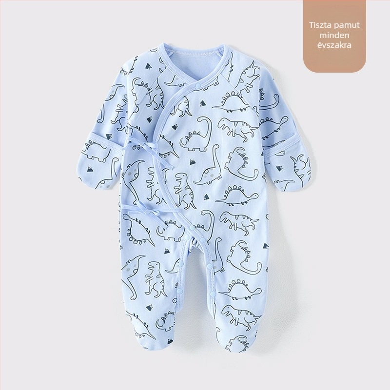 Külkereskedelmi babaruhák pamut A osztályú baba sziámi pizsama zoknival újszülöttek karcálló arcruha táska kéz