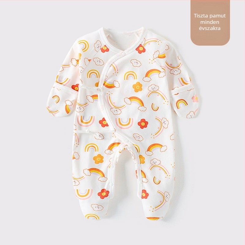 Külkereskedelmi babaruhák pamut A osztályú baba sziámi pizsama zoknival újszülöttek karcálló arcruha táska kéz