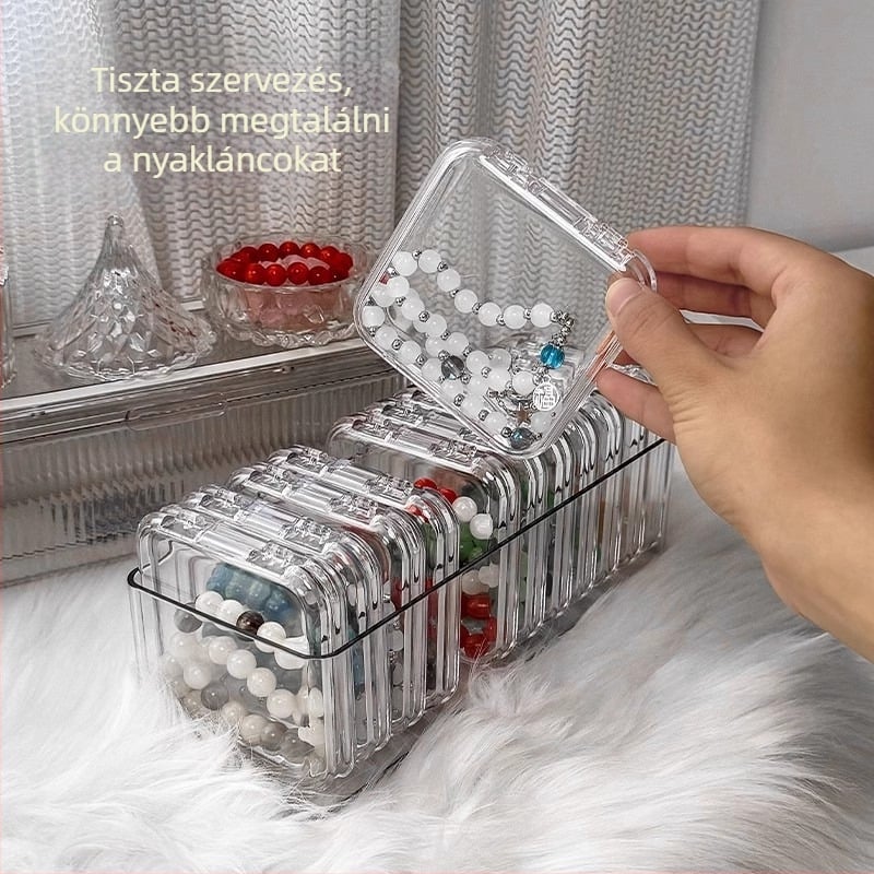 Kézzel készített tárolódoboz karkötő nyaklánc ékszer wenwan kristály porálló speciális kis átlátszó akril ékszerdoboz