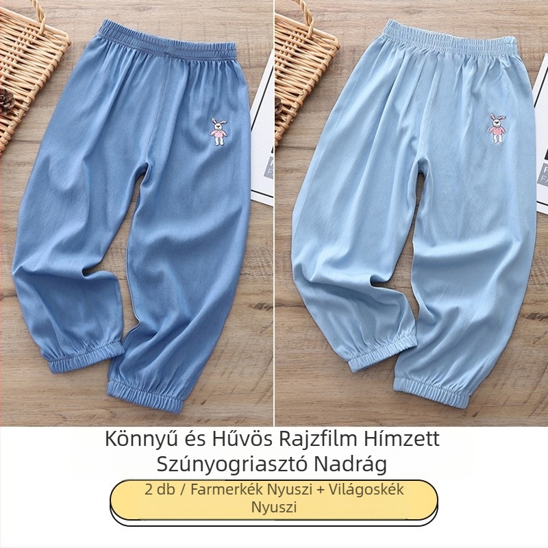Gyermek szúnyogriasztó nadrág, nyári vékony fiú és lány ruházat, baba szabadtéri nyári hétköznapi nadrág, jég selyem farmer