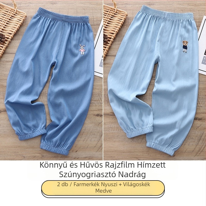 Gyermek szúnyogriasztó nadrág, nyári vékony fiú és lány ruházat, baba szabadtéri nyári hétköznapi nadrág, jég selyem farmer