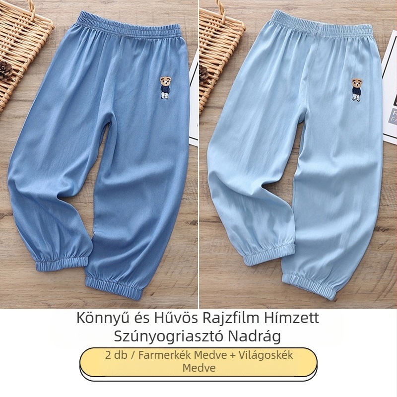 Gyermek szúnyogriasztó nadrág, nyári vékony fiú és lány ruházat, baba szabadtéri nyári hétköznapi nadrág, jég selyem farmer