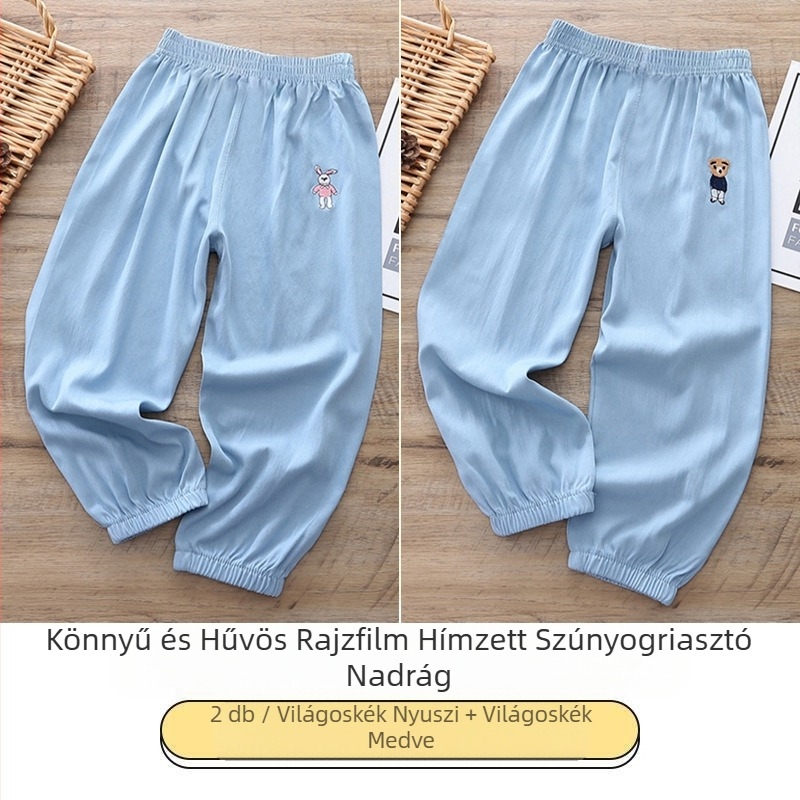 Gyermek szúnyogriasztó nadrág, nyári vékony fiú és lány ruházat, baba szabadtéri nyári hétköznapi nadrág, jég selyem farmer