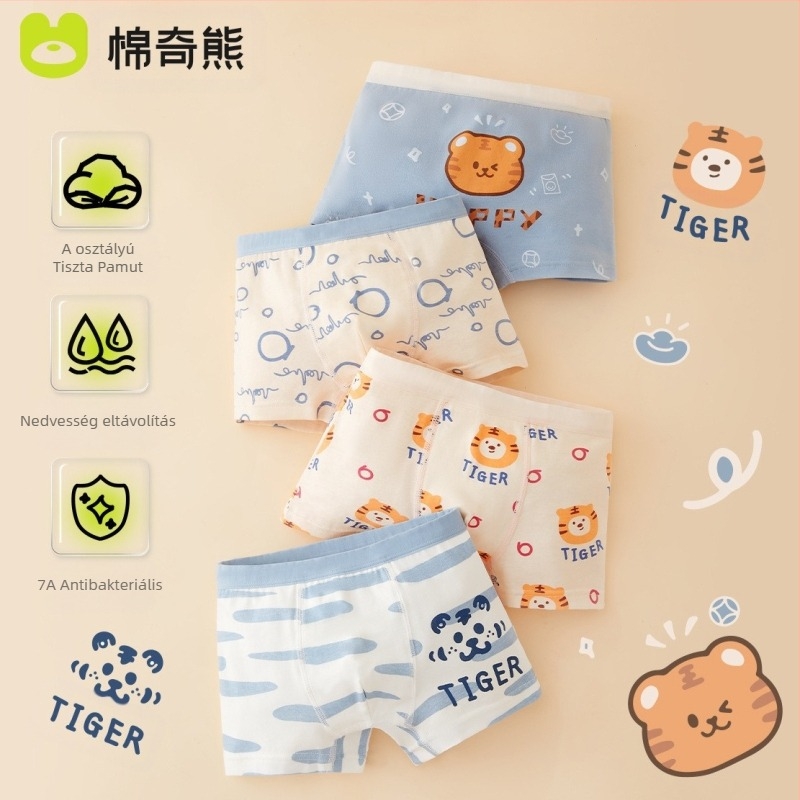 Fiú alsónemű, Gyerek pamut boxeralsó fiúknak, Babáknak fenékmentes, Nagyobb gyerekeknek való boxeralsó, Antibakteriális