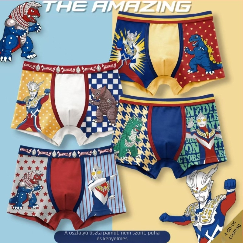 Pamut fiú alsónemű boxeralsó rajzfilmfigura lélegző gyerek alsónemű fiú boxeralsó diák alsónemű