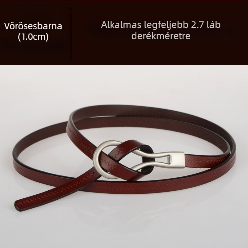 Marhabőr öv Női öv Divatos, mindenhez illő, valódi bőr vékony öv vékony díszítéssel és gyapjú ruhával