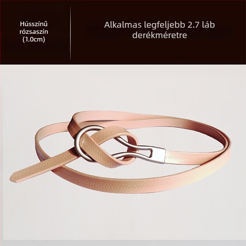 Marhabőr öv Női öv Divatos, mindenhez illő, valódi bőr vékony öv vékony díszítéssel és gyapjú ruhával