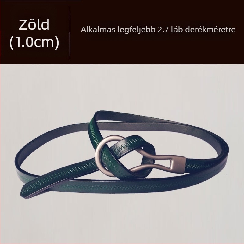 Marhabőr öv Női öv Divatos, mindenhez illő, valódi bőr vékony öv vékony díszítéssel és gyapjú ruhával