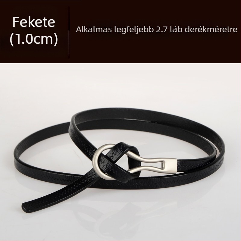 Marhabőr öv Női öv Divatos, mindenhez illő, valódi bőr vékony öv vékony díszítéssel és gyapjú ruhával