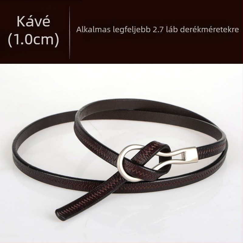 Marhabőr öv Női öv Divatos, mindenhez illő, valódi bőr vékony öv vékony díszítéssel és gyapjú ruhával