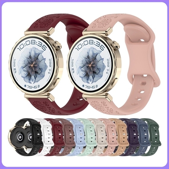 Alkalmas Huawei Gt5 Watch 18/20/22 mm-es szilikonszíjhoz, divatos pillangós csattal, napraforgómintás órához