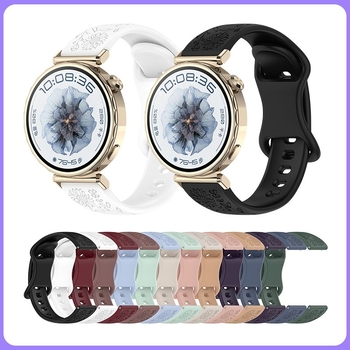 Alkalmas Huawei Gt5 Watch 18/20/22 mm-es szilikonszíjhoz, divatos pillangós csattal, napraforgómintás órához